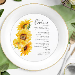 ひまわり秋秋の結婚式メニューカード メニュー