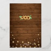 ひまわり秋秋素朴国結婚式金ゴールド 箔招待状 (裏面)