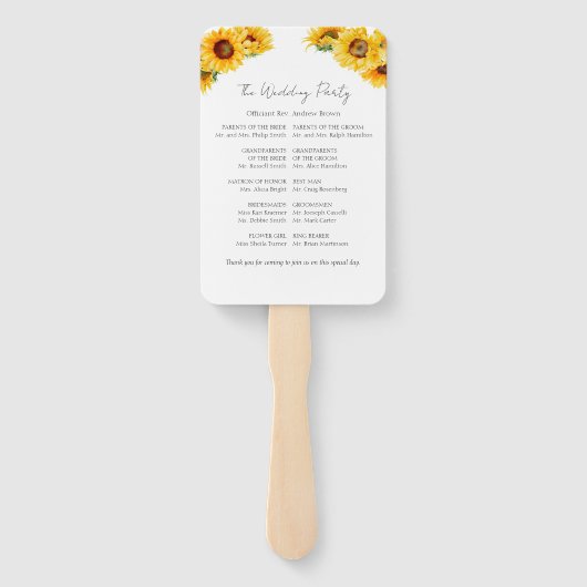 ひまわり秋結婚の式プログラムのサイン ハンドファン (裏面)
