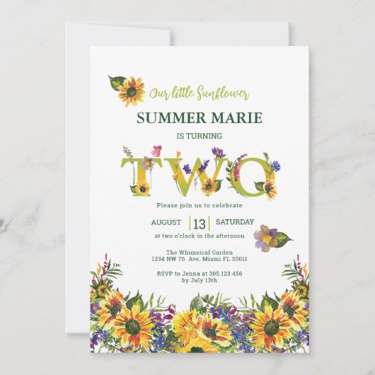 ひまわり第2誕生日招待状 招待状 (正面)