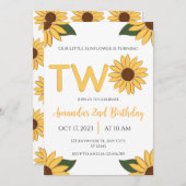 ひまわり第2誕生日招待 招待状 (正面/裏面)