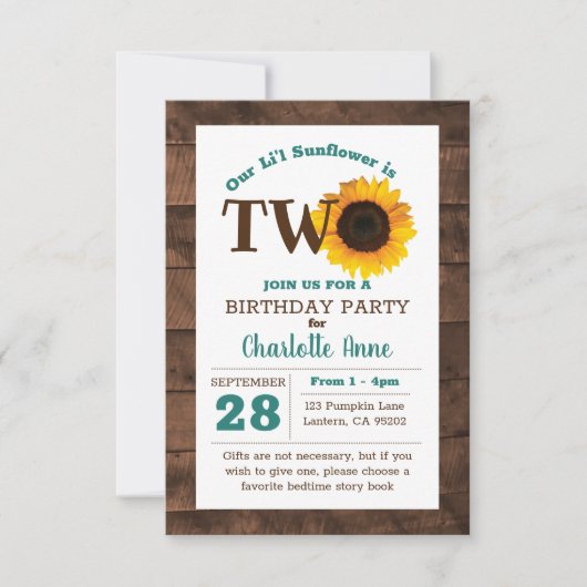 ひまわり第2誕生日 招待状 (正面)