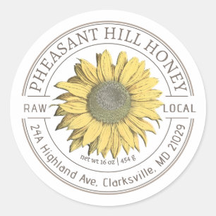 ひまわり純生蜂蜜ラベル ラウンドシール