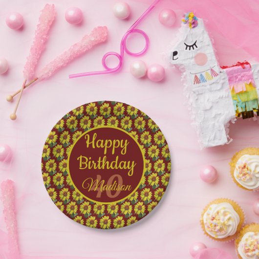 ひまわり紙プレート – オプションのパーソナライズ ペーパープレート (パーティー)