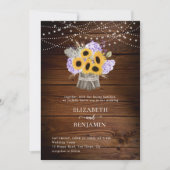 ひまわり素朴あじさいウッドフローラズ結婚 招待状 (正面)