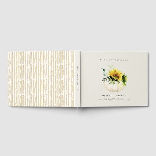 ひまわり素朴かぼちゃのフローラ水色結婚の ゲストブック (全面)