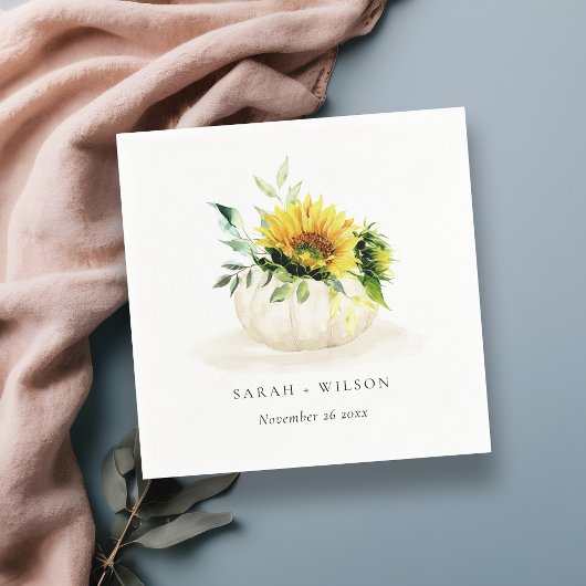 ひまわり素朴かぼちゃのフローラ水色結婚の スタンダードカクテルナプキン