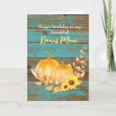 ひまわり素朴かぼちゃの秋誕生日ボーナスマム カード (正面)