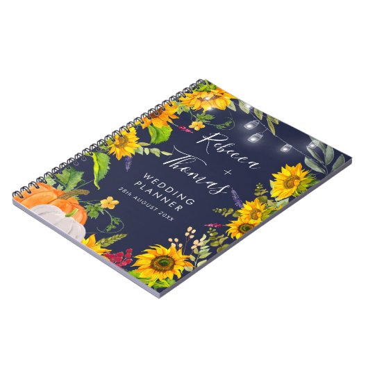 ひまわり素朴かぼちゃブルーウェディングプランナー ノートブック (左側)