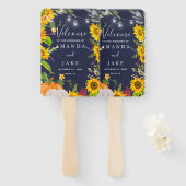 ひまわり素朴かぼちゃブルー結婚ズ・ウェルカム ハンドファン (正面&裏面)