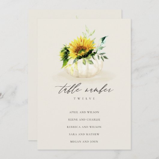 ひまわり素朴かぼちゃ座席表カード サンキューカード (正面/裏面)