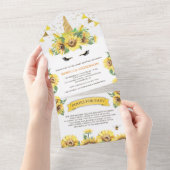 ひまわり素朴かわいいユニコーン赤ちゃんシャワー オールインワン招待状 (貼ってはがせる)