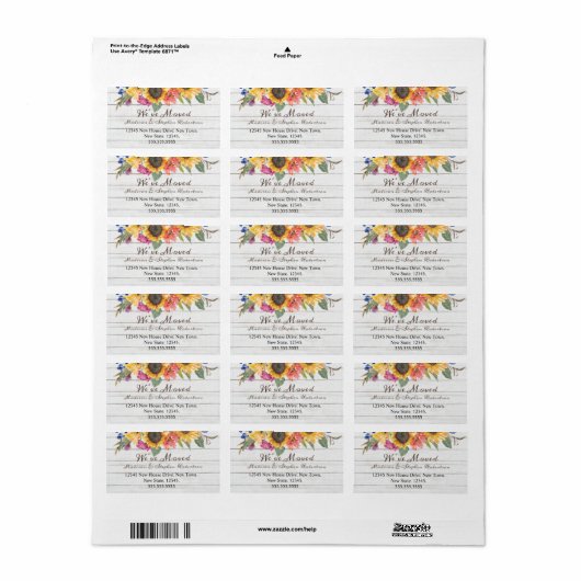 ひまわり素朴が新しく移動 |住所の変更 ラベル (フルシート)