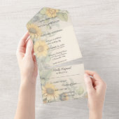 ひまわり素朴とつる植物 オールインワン招待状 (貼ってはがせる)