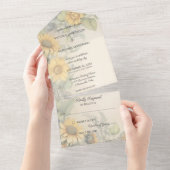 ひまわり素朴とつる植物 オールインワン招待状 (貼ってはがせる)