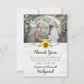 ひまわり素朴とウッドファーム結婚の感謝 サンキューカード (正面)