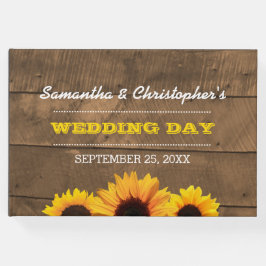 ひまわり素朴とウッド結婚ズゲストブック ゲストブック