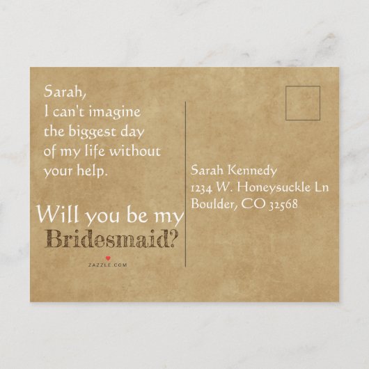 ひまわり素朴とギンガムの花嫁の招待 インビテーションポストカード (裏面)