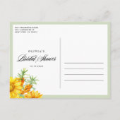 ひまわり素朴とシーバックトーンブライダルシャワー インビテーションポストカード (裏面)
