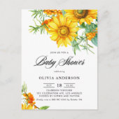 ひまわり素朴とシーバックトーンベビーシャワー インビテーションポストカード (正面)