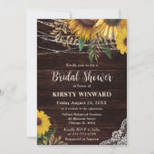 ひまわり素朴とストリングライトのブライダルシャワー 招待状 (正面)