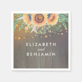 ひまわり素朴とストリングライトウッドバーン スタンダードカクテルナプキン