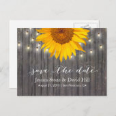 ひまわり素朴とストリングライト日付を保存 案内ポストカード (正面/裏面)