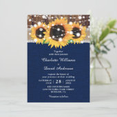 ひまわり素朴とネイビーブルーの結婚式招待状 招待状 (スタンド正面)
