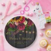 ひまわり素朴とバラのカスタムウェディングパーティー ペーパープレート (パーティー)