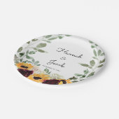 ひまわり素朴とバラの結婚紙プレート ペーパープレート (アングル)