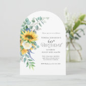 ひまわり素朴とバラフローラ60誕生日 招待状 (スタンド正面)