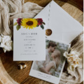 ひまわり素朴とバラ日付を保存 招待状