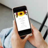 ひまわり素朴とバラ日付を保存 招待状