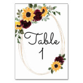 ひまわり素朴とバラ結婚のテーブル番号 テーブルナンバー (裏面)