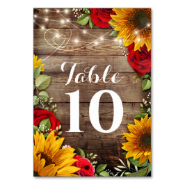 ひまわり素朴とバラ結婚のテーブル番号 テーブルナンバー