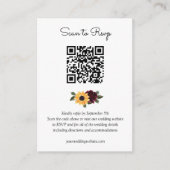 ひまわり素朴とバラ結婚のQRコードRSVP エンクロージャーカード (正面)