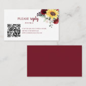 ひまわり素朴とバーガンディバラRSVP QRコード 名刺 (正面/裏面)