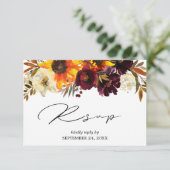 ひまわり素朴とバーガンディーパープルフローラと食事 出欠カード (スタンド正面)