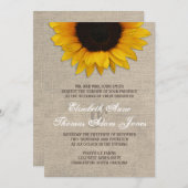 ひまわり素朴とバーラップ結婚式招待状 招待状 (正面/裏面)