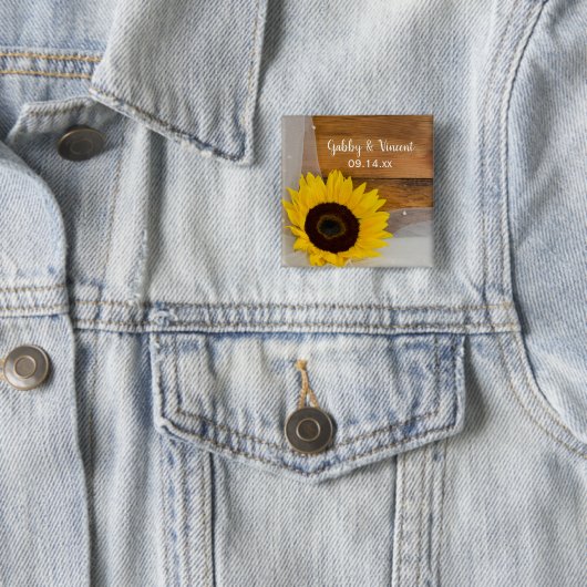 ひまわり素朴とブライダルヴェイルカントリーウェディング 缶バッジ (インサイチュ)