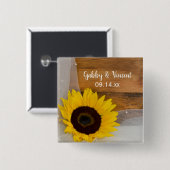 ひまわり素朴とブライダルヴェイルカントリーウェディング 缶バッジ (正面&裏面)