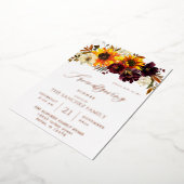 ひまわり素朴とブルゴーニュのフローラフレンドシップ 箔招待状 (回転した状態)
