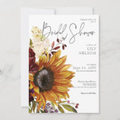 ひまわり素朴とブルゴーニュフローラブライダルシャワー 招待状 (正面)