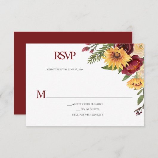 ひまわり素朴とブルゴーニュフローラ 出欠カード (正面/裏面)