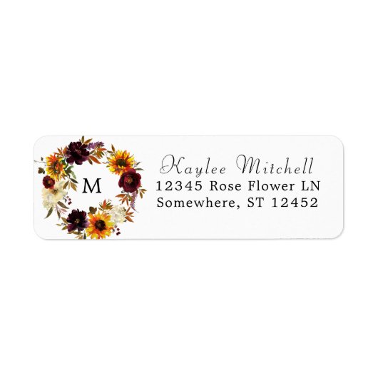 ひまわり素朴とブルゴーニュ1フローラ差出人住所 ラベル (正面)