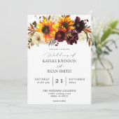 ひまわり素朴とブルゴーニュ、パープルフローラズ結婚 招待状 (スタンド正面)