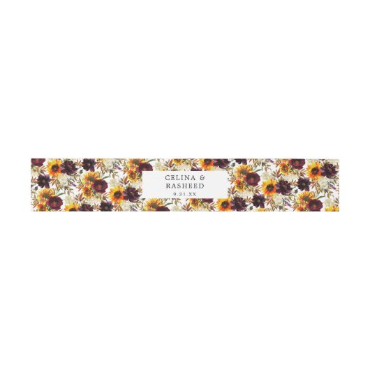 ひまわり素朴とブルゴーニュ、パープルフローラ 招待状ベリーバンド (フラット)