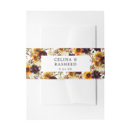 ひまわり素朴とブルゴーニュ、パープルフローラ 招待状ベリーバンド