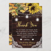 ひまわり素朴とメイスンジャーの灯結婚り サンキューカード (正面/裏面)