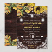 ひまわり素朴とメイスンジャーの灯結婚り 招待状 (正面/裏面)